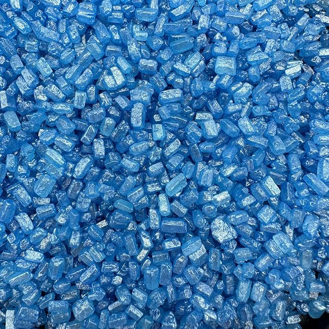 NIPEOR Edible Blue Sugar Crystals for Cake Decorating, 130g / 4.6oz Christmas Sprinkles, Cookie Candy Pearl Sprinkles for Cupcakes, Ice Cream & Holiday Baking (Crystals - Blue)