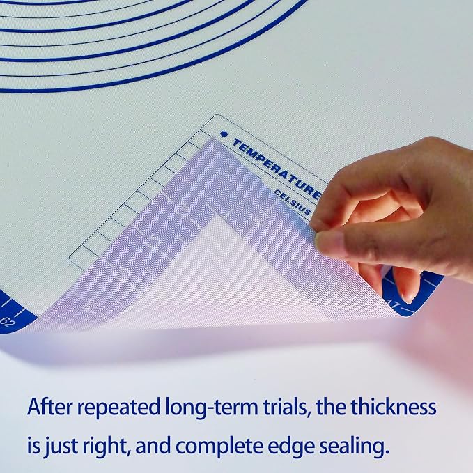 Silicone Pastry Mat Dough Baking Bread Sourdough Fondant Pie Dough Pizza,Silicone Baking Mat Cookie Sheet for Kitchen Counter with Measurements 32x24" Blue