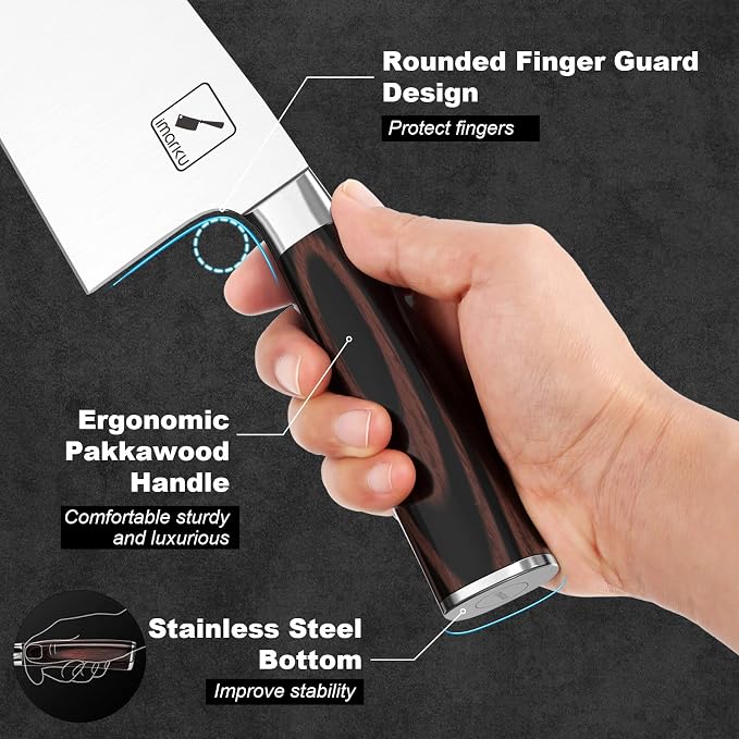 imarku Kitchen Knife, 7 Inch Ultra Sharp Butcher Knife - Japanese SUS440A Stainless Steel Meat Cleaver with Ergonomic Handle, Meat Knife for Home, Kitchen, Restaurant