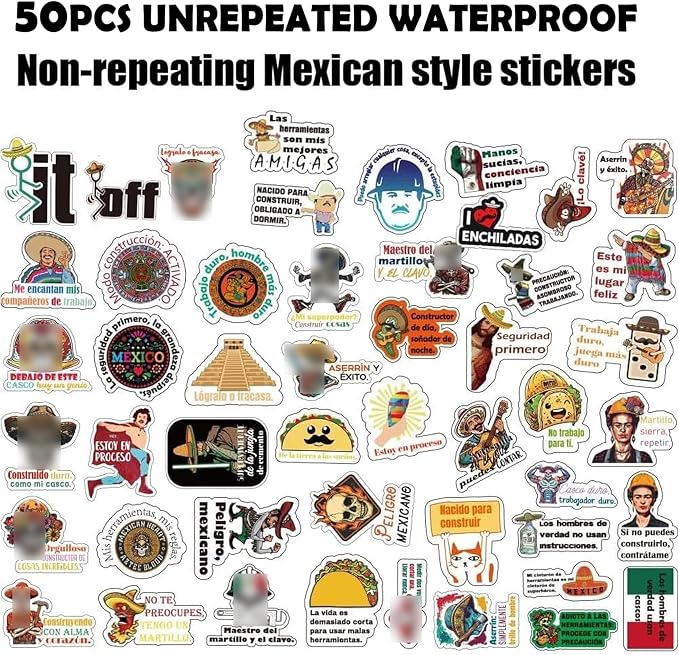 Mexican Cultural Hard Hat Stickers | Vinyl Stickers for Tools and Hard Hats | Fun Gifts for Adults,Blue-Collar, Ironworkers, Electricians, Linemen, Oilfield Workers