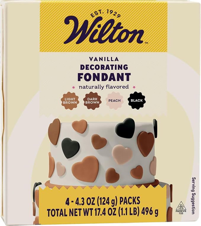 Wilton Decorator Preferred Natural Skin Tone Fondant Icing - Fondant Kit for Cake Decorating - Pre-Colored & Ready to Use - 4 Packs (4.3 oz Each)
