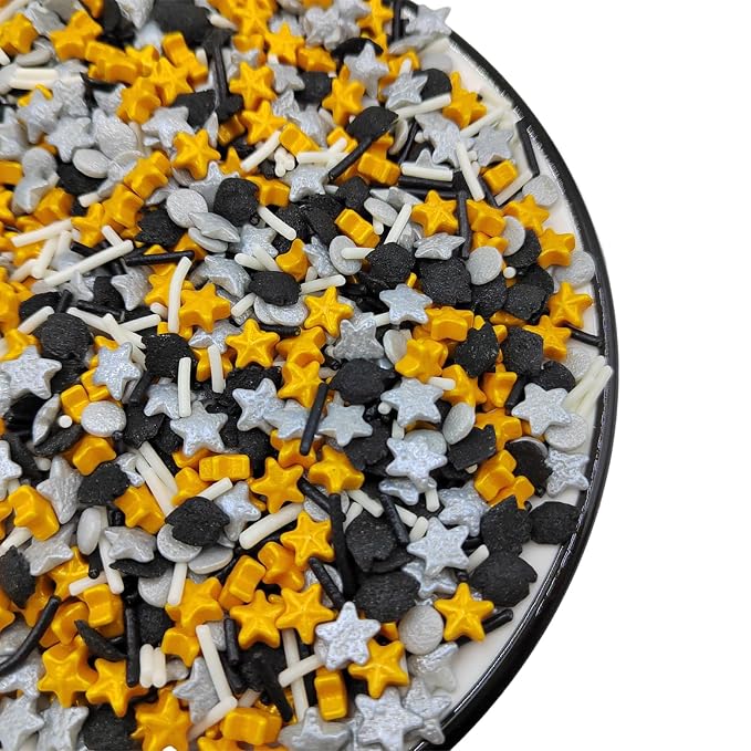 Graduation Sprinkles, Edible School Graduations Sprinkles, Graduation Cap Cake Decorations, Black Gold Sliver Sprinkle Mix for Cupcake Toppers, Baking Cake Decorating, Cookie, Birthday Party Supplies