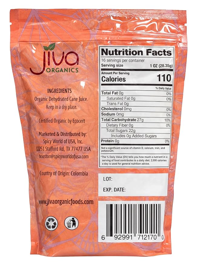 Jiva Organics Jaggery Whole 1 LB (454g) | Cone Shapes - Gur, Panela | Unrefined Natural Cane Sugar | No Chemicals, No Preservatives