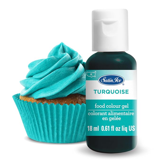 Satin Ice Food Color Liquid Gel, 0.61 fl oz Bottle, Turquoise