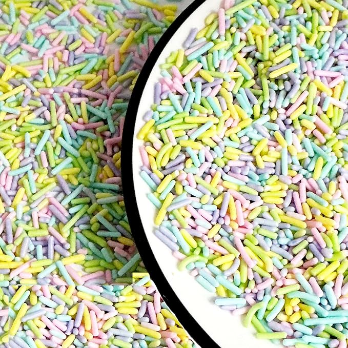 Homipooty Easter Jimmies Sprinkles Edible Pastel Pink, Purple, Blue, Green, Yellow Soft Jimmies for Cake Decorating 78g/2.75oz Cookie Cupcake Topper Ice Cream