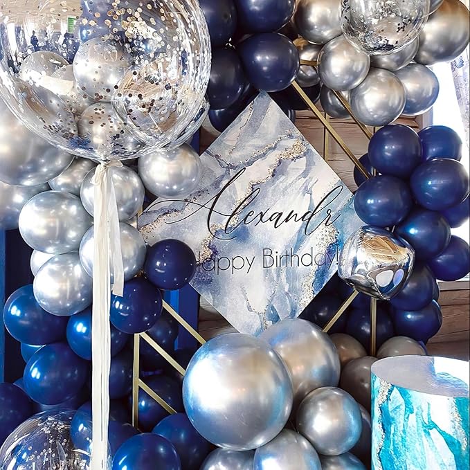PartyWoo Navy Blue Balloons 127pcs Different Sizes of 36 18 12 10 5 Inch Dark Blue Balloon Arch Kit Garland for Graduation Wedding Sports Theme Boy Baby Shower Men Birthday Party Decorations Blue-Y72