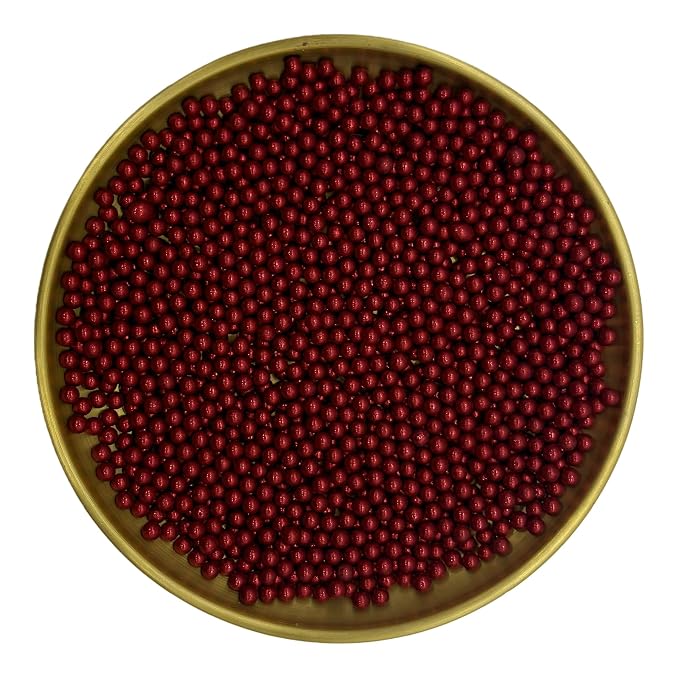 Dynastang 4mm Silver Red Pearls Sprinkles Edible Pearls Cake Decorating Stars Cake Decorations Cupcake Toppers Cookie Decorating Perfect for Cakes, Cupcakes, Desserts Toppings 3OZ