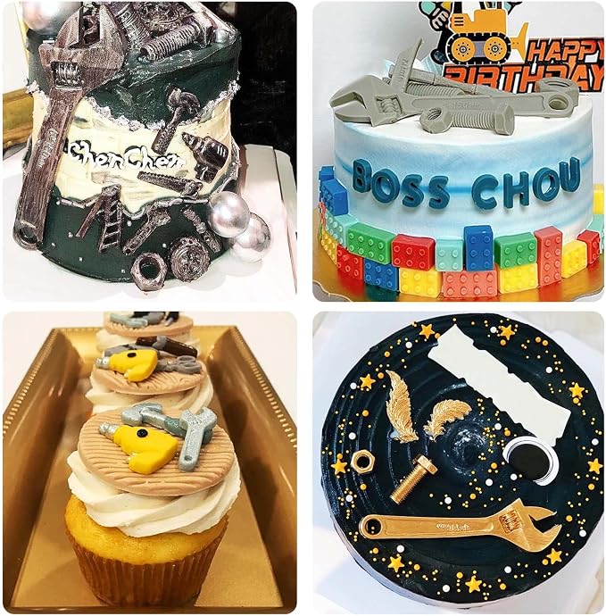 Construction Tools Silicone Molds, Hand Tools Chocolate Molds | Wrench Chocolate Molds, Ladder Screwdriver Scissor Fondant Baking Molds for Cake Decoration Cupcake Topper Candy Clay Resin