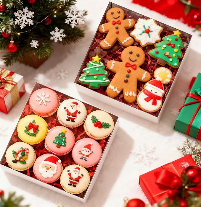 25PCS 6x6x1.25 Inches Baking Boxes with Clear display lid for Cookies,Macaron,Cakesicle,Dount,Pastry,Chocolate Covered Ores or More