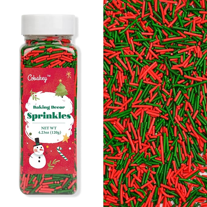Christmas Sprinkles for Cake Decorating, Red & Green Jimmies Sprinkles Perfect for Halloween Dessert Party 4.23 Ounce