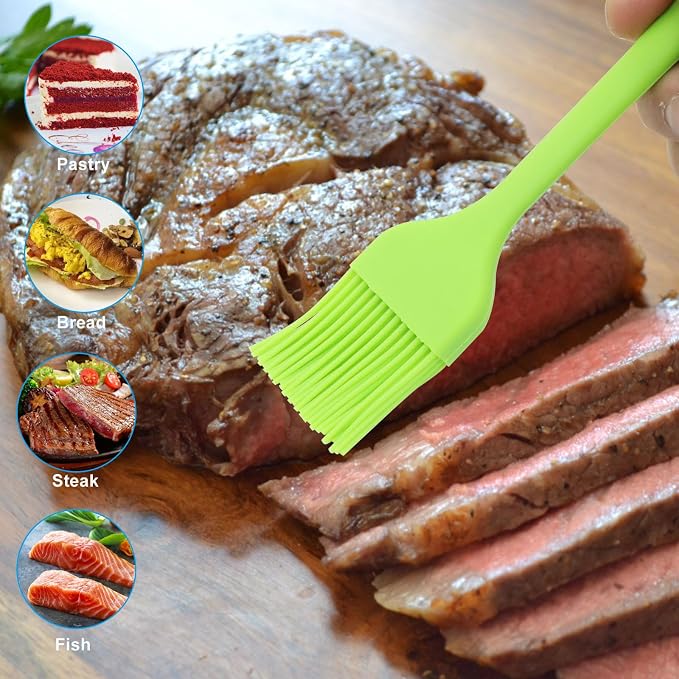 Waziaqoc 7 PCS Silicone Basting Pastry Brush, Colorful Food Brush, Heat Resistant Cooking Brush for Baking Cooking BBQ Grill Spread Oil Butter Sauce, Dishwasher Safe