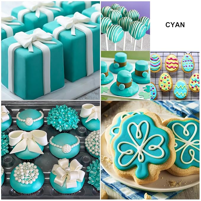 Oil Based Food Coloring for Chocolate - Vivid Food Coloring Set for Candy Melts, Baking, Cake Decorating, Fondant - Fat Soluble Food Color Dye for Icing, Cookie, Crafts - 2 fl.oz / 60ml Bottles (Cyan)