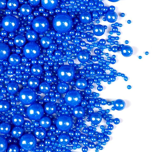 Deep Blue Pearl Sugar Sprinkles for Cake Decorating, 150g/5.29oz Mix Size, Edible Candy Pearls Cupcake Toppers, Baking Cake Decorations for Holiday Wedding Party Birthday