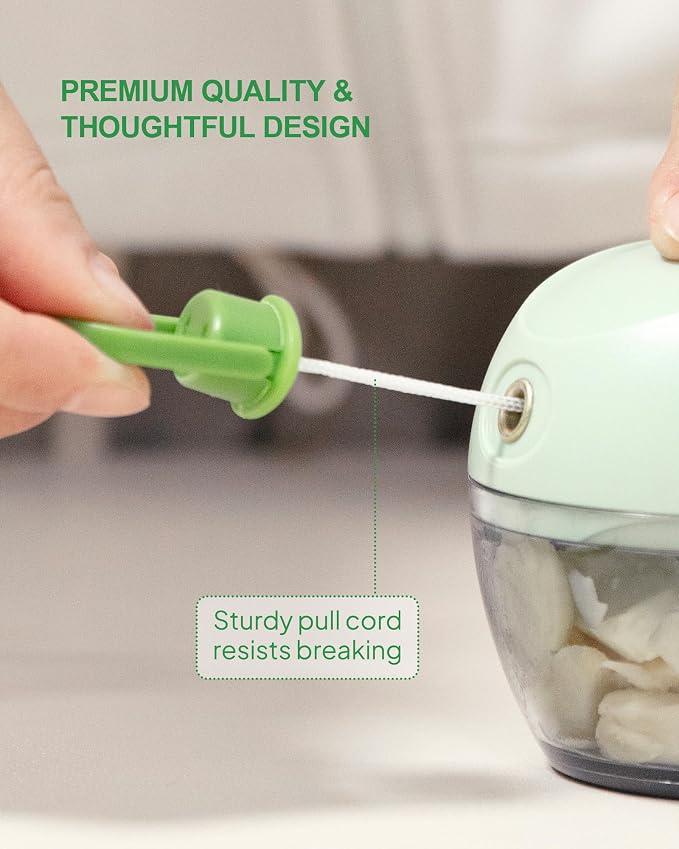 Manual Food Chopper - Hand Pull String Vegetable Dicer | Versatile Mini Processor: Perfect onion chopper and dicer for garlic, salad, salsa, pesto, hummus, nuts, and baby food