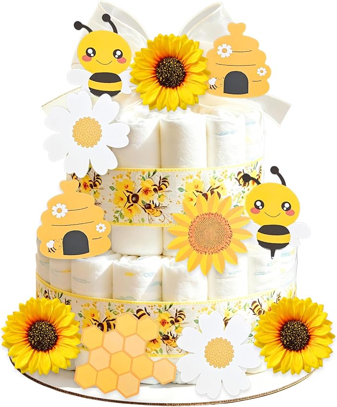 Honey Bee Baby Shower Diaper Cake Decorating Kit Party Supplies Gender Reveal Decorations Baby Shower Gifts Cake Topper Sweet As Can Bee Party