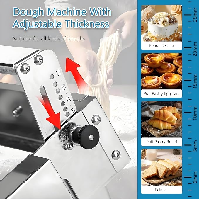 Commercial Dough Sheeter Laminated Dough Sheeter Fondant Flattener Pastry Sheeter Countertop Pizza Pasta Press Machine Professional Bakery Equipment Model400
