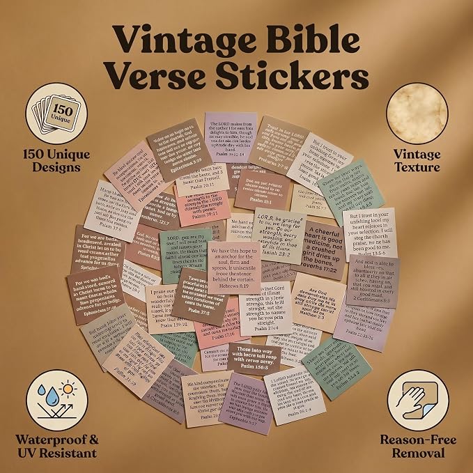 150PCS Christian Scripture Collection by Beyond Normal Bible Verses Waterproof Vinyl Decals for Scripture Journaling Bible Study Laptop Water Bottle Religious Gifts