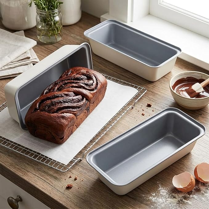 13x4 Inch Loaf Pan 3-Pack, Nonstick Carbon Steel Bread Pan for Even Baking, Long Baking Pan for Homemade Sourdough, Banana Bread & Meatloaf – Rust-Resistant, Warp-Resistant, Easy Release
