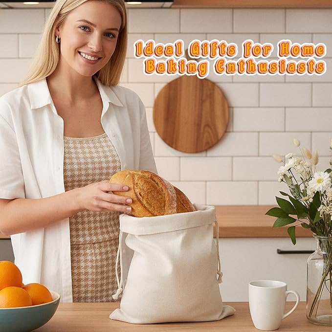 Ouligay 2 Pack Bread Bags Reusable Set Linen Drawstring Sourdough Bags for Homemade Bread Storage, Eco-Friendly & Durable, 15.75" x 11.81"