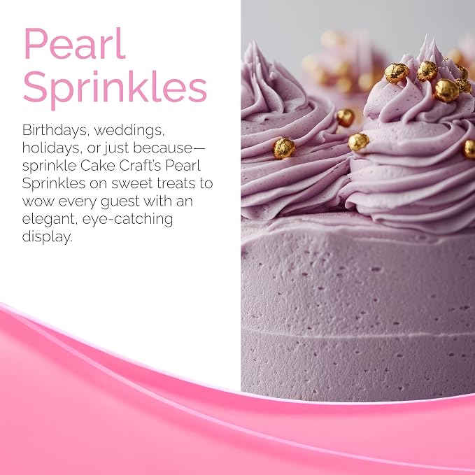 Cake Craft Sprinkles – 3-Pack (100g Each) | Decorating Cakes, Cupcakes, Cookies & More | Gold – Sugar Pearls
