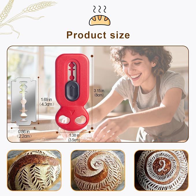 Magnetic Retractable Bread Lame, Dough Scoring Tool with 10 Replaceable Stainless Steel Blades, Safety Professional Bread Scoring Knife for Sourdough Artisan Baguette Ciabatta Homemade Bread Baking