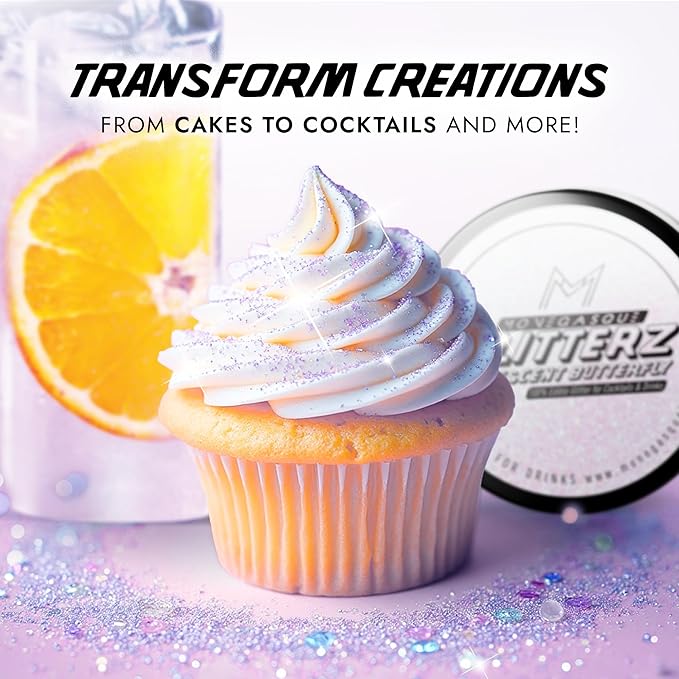 MONÉGASQUE Iridescent Edible Glitter for Drinks 10g – Edible Glitter for Cakes & Cocktails - 4th of July Drink Shimmer Powder - Food Decorating Sprinkles, Cake Decorations, & Cupcake Decorations Spray