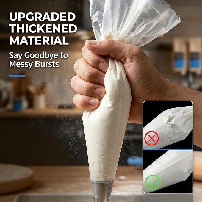 100 Pieces Extra Large Tipless Piping Bags,24 Inch Big Disposable Pastry Bags with 10 Pastry Bag Ties,10 Clips Cake Decorating Bags for Decorating Cupcakes Cakes Cookies