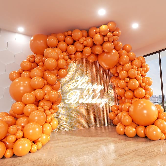 Orange Balloon Arch Kit, 143Pcs Matte Orange Latex Balloon Garland kit, 18 12 10 5 Inch Different Size Balloons for Thanksgiving Day Fall Theme Party Birthday Halloween Anniversary Decorations