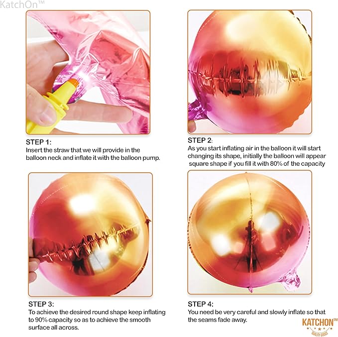 KatchOn, Orange Mylar Balloons - Large 22 Inch, Pack of 6 | Round 4D Orange Foil Balloons, Metallic orange Balloon for Birthday Decoration, Halloween Decorations, Basketball Party Decorations