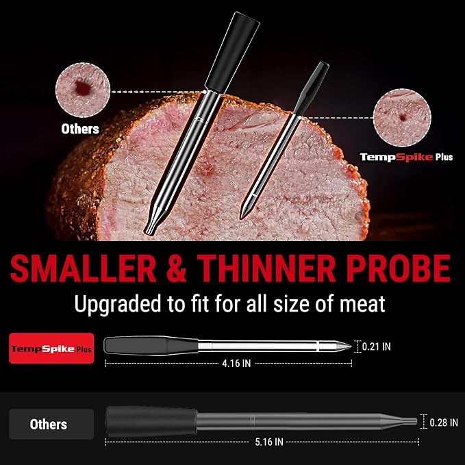 ThermoPro 600FT Wireless Meat Thermometer with Upgraded Ultra-Thin Probe, Bluetooth Meat Thermometer Wireless for Outside Grill, Smoker Thermometer for BBQ Oven Rotisserie Sous Vide (TP970)