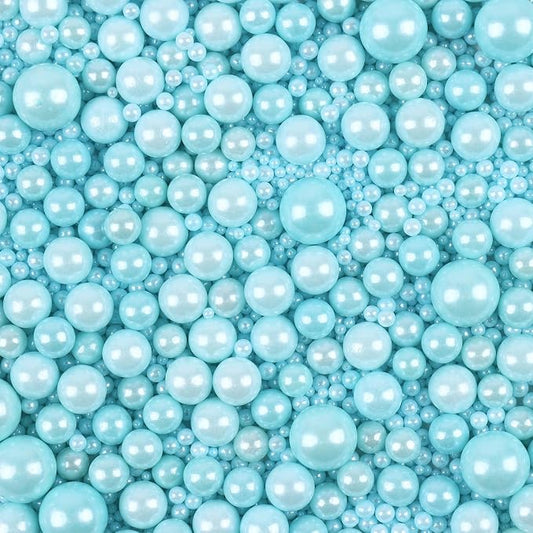 Blue Sprinkles for Cake Decorating 3.5 Ounces, Edible Sugar Pearls Mixing Sizes for Cupcake Topper, Cookies, Ice Cream Toppings Cake Decorations for Party Celebrations