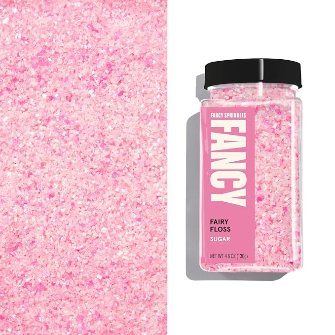 Fancy Sprinkles Fairy Floss Fancy Sugar | Pastel Pink Pearlescent Sanding Sugar | Cocktail Rimming, Cookie & Cake Decorating | Baby Shower, Bridal & Galentine's | 1 Pack (4.6 oz)