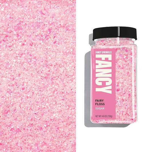 Fancy Sprinkles Fairy Floss Fancy Sugar | Pastel Pink Pearlescent Sanding Sugar | Cocktail Rimming, Cookie & Cake Decorating | Baby Shower, Bridal & Galentine's | 1 Pack (4.6 oz)