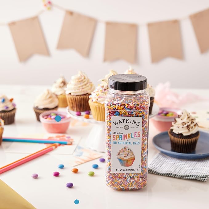 Watkins Rainbow Decorating Sprinkles, No Artificial Dyes, Perfect for Ice Cream and More, 24.7oz