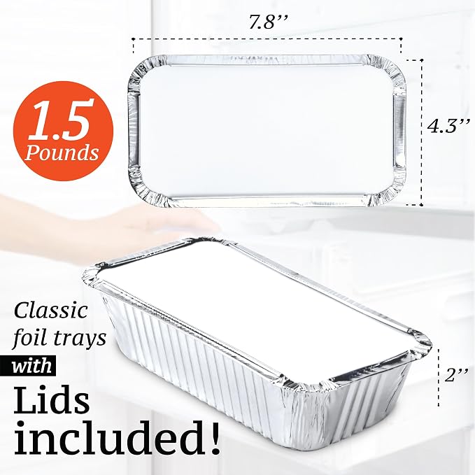 (110 Pack Aluminum Loaf Pans with Lids, Disposable Bread Tins for Baking, Lunch Containers, Single Serve Baking Dishes - Foil Loaf Pans, Aluminum Bread Pans (7.8 x 4.3 x 2 Inches)