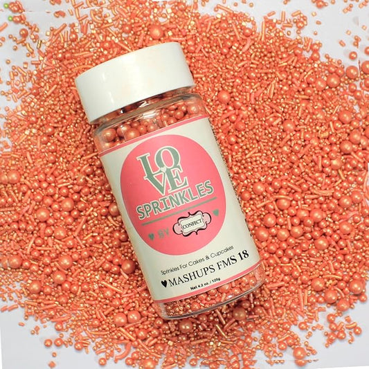Confect Sprinkles for Cake & Cupcake Decorating – Rose Gold Sprinkles Bottle | Perfect for Wedding, Birthday, & Cookies & Baking Decoration- Vegan, Gluten-Free, Nut-Free, Soy-Free, Dairy-Free, Palm Oil-Free- 4.2 Oz