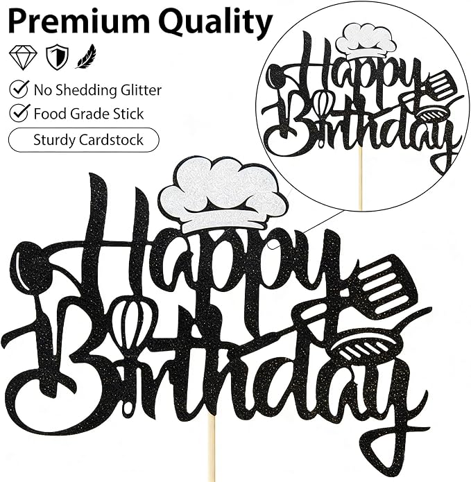 Acrylic Happy Birthday Cake Topper Durable Reusable Perfect for Birthday Cakes, Cupcakes, Dessert Tables Ideal for Kids Adults Birthday Celebrants (Black-2)