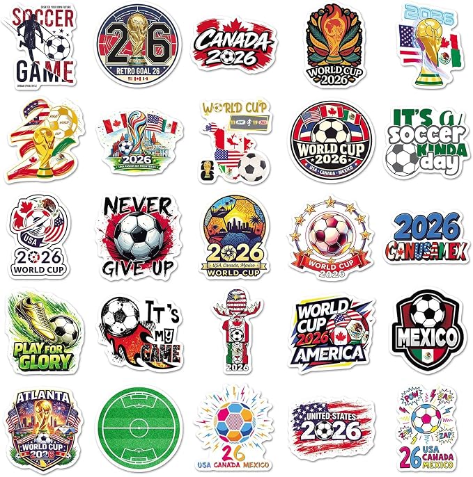 Soccer Stickers,50pcs World Cup Football Birthday Party Decorations Round Soccer Ball Goal Trophy Label Stickers Sports Game Party Favors Gift Bag Packaging Envelope Sealing Supplies (Soccer 4)