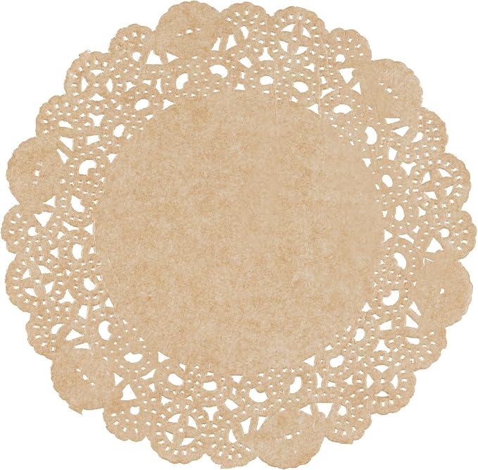 Restaurantware Paper Doilies 4000 Count 6 Inch Kraft Lace Disposable Placemats for Catering Round Decorative Table Setting Doilies for Desserts