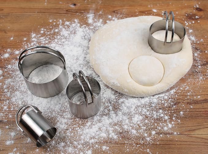 RSVP International Endurance Round Biscuit Cutters - Stainless Steel, Set of 4 | Nest for Easy Storage | For Cutting Thick or Thin Dough | Professional | High Handle Arch