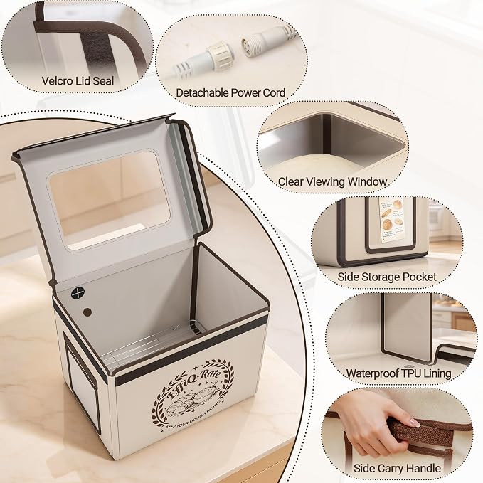 Foldable Bread Proofing Box, Precise Temperature Control Dough Proofer with 99H Timer, 36L Large Capacity Fermentation Chamber for Perfect Sourdough, Yogurt & Pizza, Space-Saving Storage