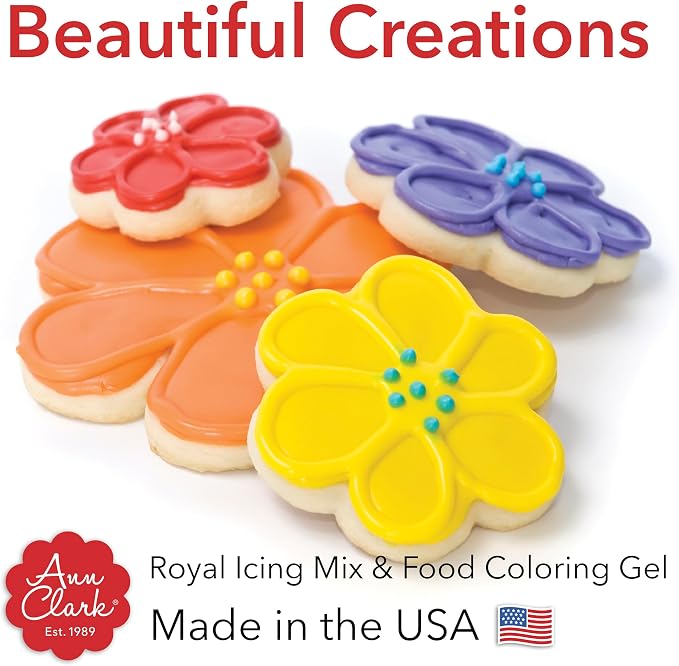Cookie Decorating Set with Royal Icing Mix and Food Coloring Gel