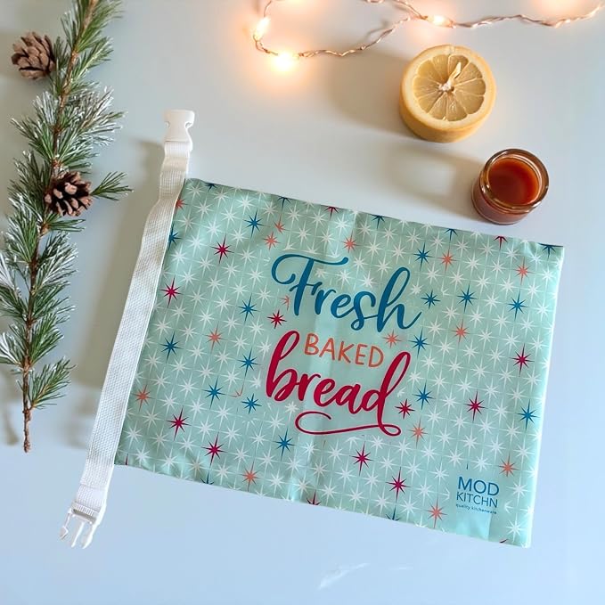 Holiday Bread Bags for Homemade Bread, 2-Pack XL Reusable Sourdough Bread Bags, Christmas Gift Bags for Artisan Loaves, Freezer Safe