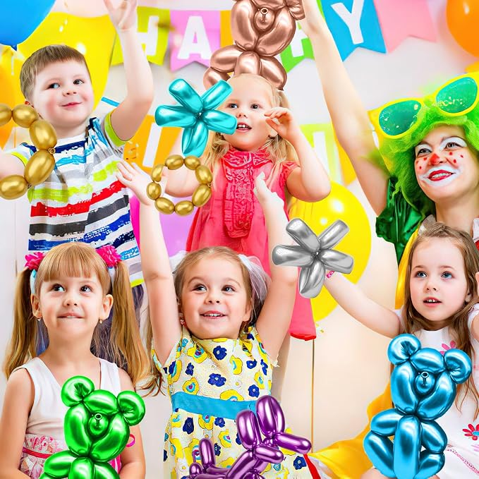 Metallic 260 Balloons - Long Balloons for Arch & Animals, Mix Colors, Kit Includes 50pcs