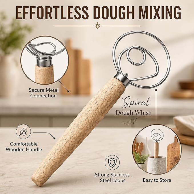 Sourdough Starter kit with Sourdough Starter Jar, 9" Round and Oval Banneton Basket, Dough Scoring Tool, Whisk and Bread Cutter for Homemade Bread a Complete Sourdough Kit