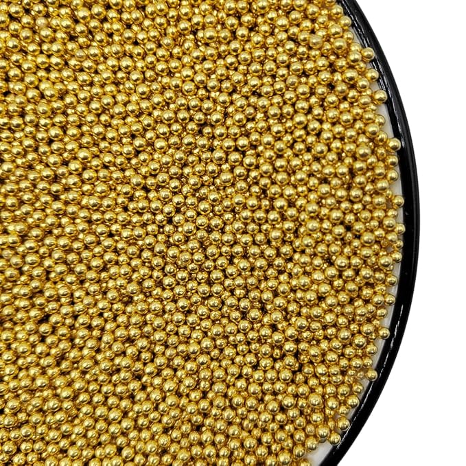 EPHVODI Gold Sprinkles Christmas Nonpareils Sprinkles Edible Mini Pearl Sprinkle for Cake Decorations, Baking, Ice Cream, Cookies, Donuts and Lollipops - 2mm Sugar Pearls 3.88oz