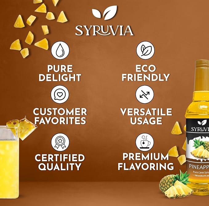 Syruvia Coffee Syrup, Caramel Pecan Flavored Syrup for Drinks, Lattes, and Desserts – 25.4 fl oz - with Pump