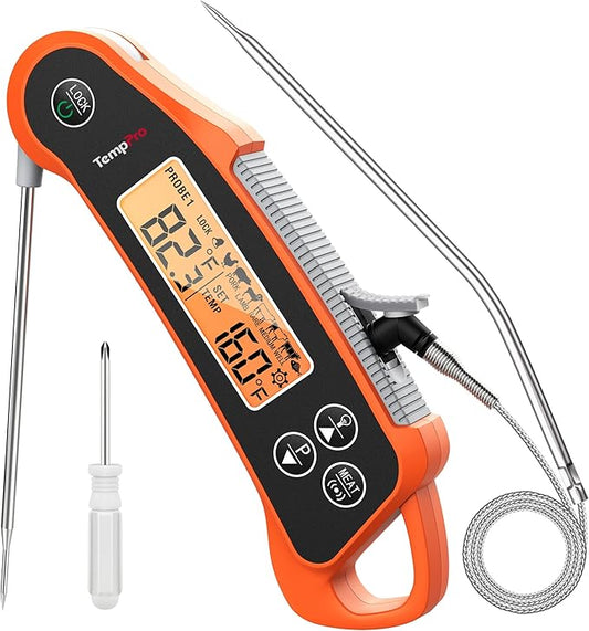 TempPro TP710 Instant Read Thermometer for Cooking, 2-in-1 Meat Thermometer Digital with 2 Probes & 2 Temperature Display, Kitchen Thermometer for Oven, Grilling, Smoker, BBQ (Previously ThermoPro)
