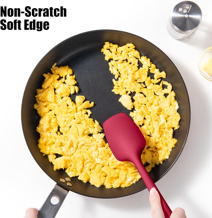 Heat Resistant Silicone Spoon Spatulas, Doosu 600°F High Temp Flexible Cooking Spoons Kitchen Spoonula Scratch-Proof for Mixing Stirring Scraping Serving Non-Stick Cookware (Set of 3, Multi-5)