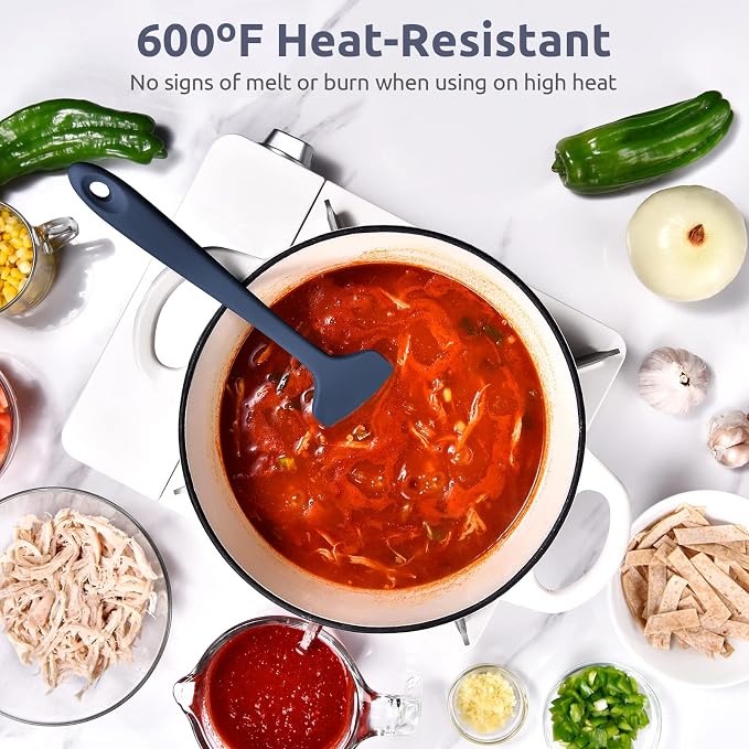 U-Taste 600ºF High Heat 11.38in Silicone Large Spatula and 600ºF Heat Resistat Spatula Spoon Flexible Silicone Cooking Scoop Spoonula (Midnight Blue)